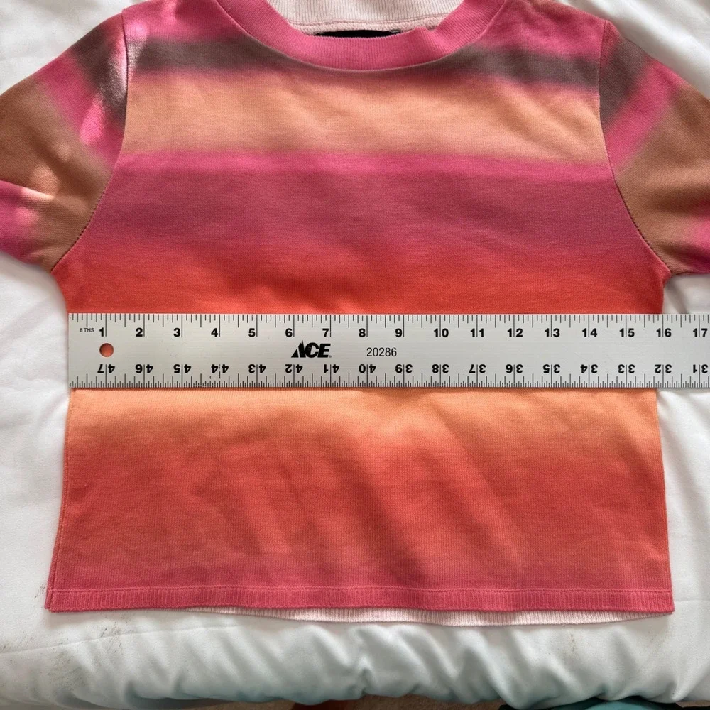 MNG Mango Pink Orange Ombre Stripe Knit Cropped Top and Midi Skirt Set Small